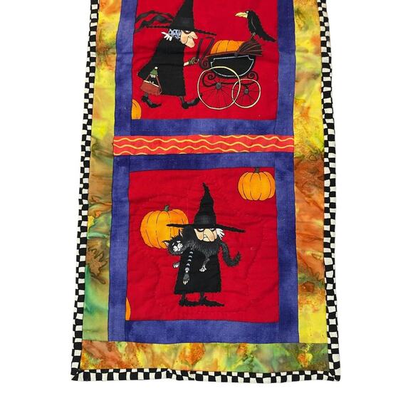 Halloween Quilt Wall Hanging Handmade Witch Scary Pieced Appliqué 10x25 - Picture 4 of 4